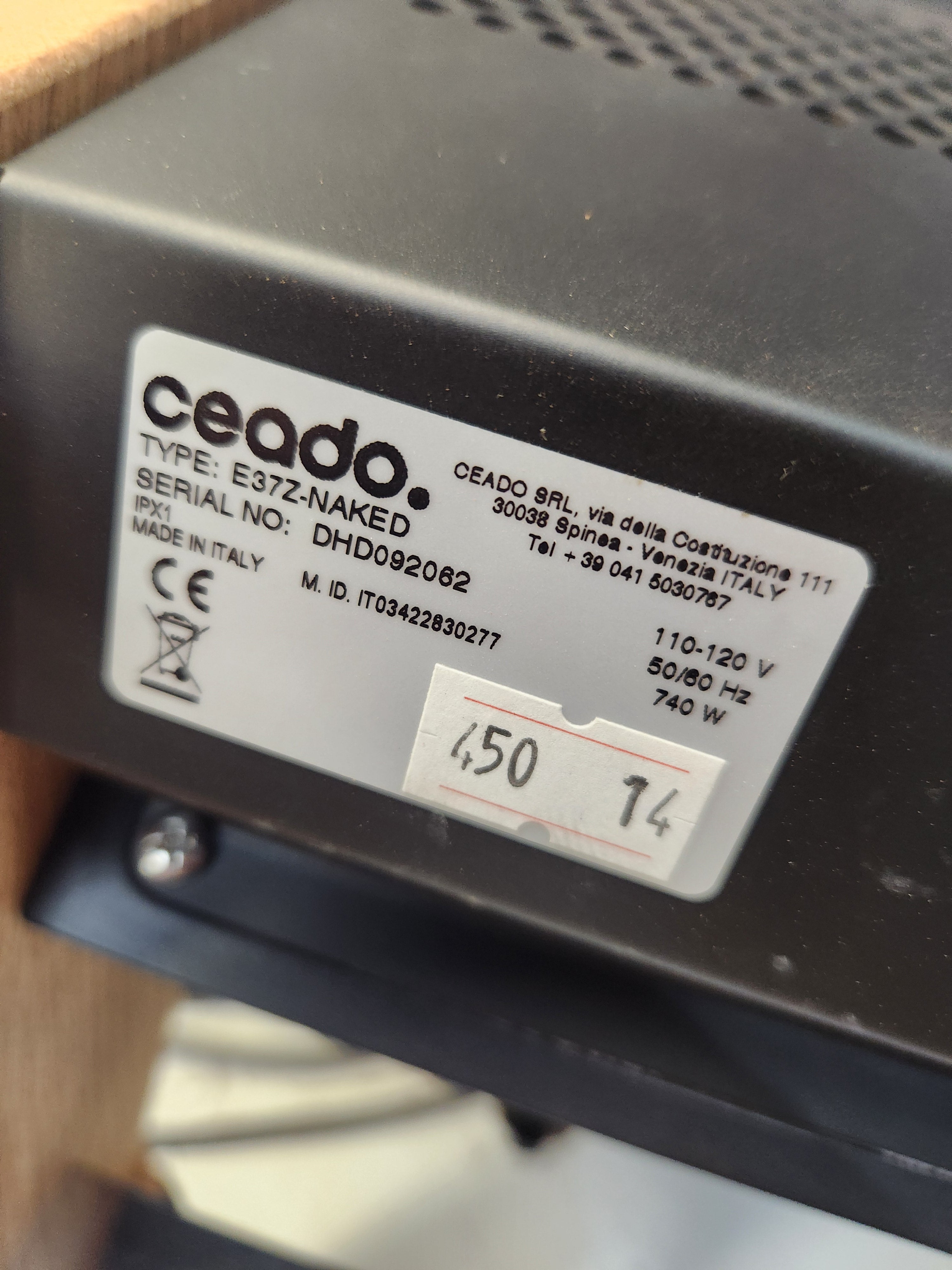 Ceado E37Z Naked Single Dose Espresso Grinder Black DEMO DHD092062