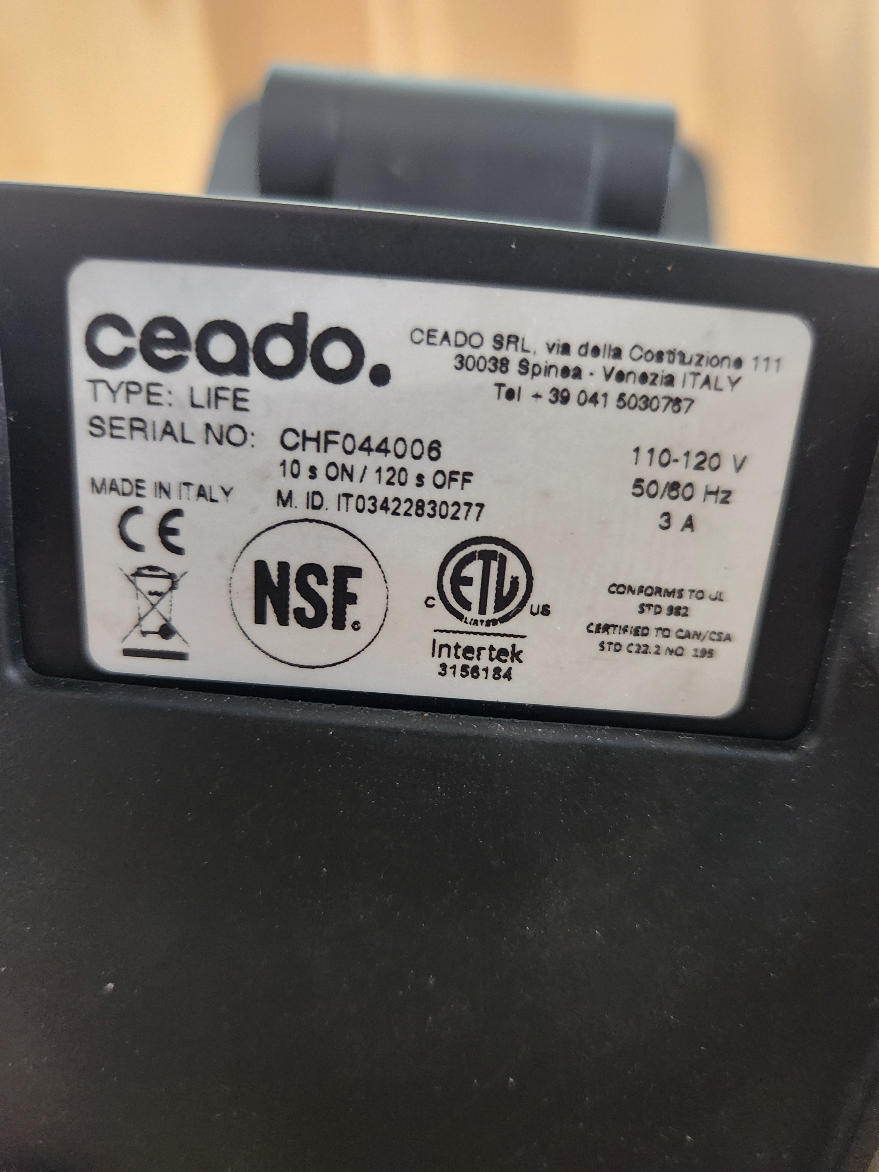 Ceado Life Grinder in Black DEMO CHF044006